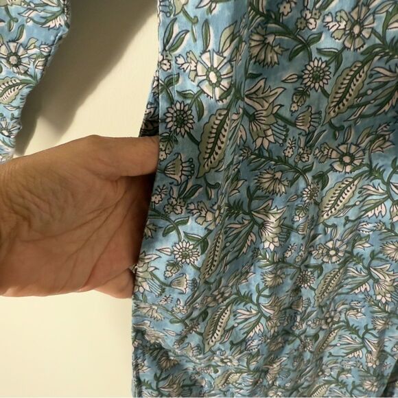 Natural Life Long Sleeve Blue Cottagecore Prairie Floral Shirt Dress Medium - Picture 6 of 10